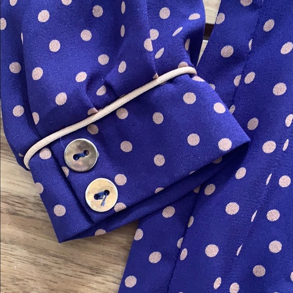 NIMM blue & gold tone polka dot belted dress - Picture 3 of 7